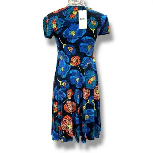 Leota NWT Nordstrom Size XS Blue Floral Jersey Faux-Wrap Dress - USA Packable