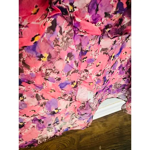 Shoshanna Pryia One Shoulder Maxi Dress Floral Ruffled Tiered Dress size 8 FLAW