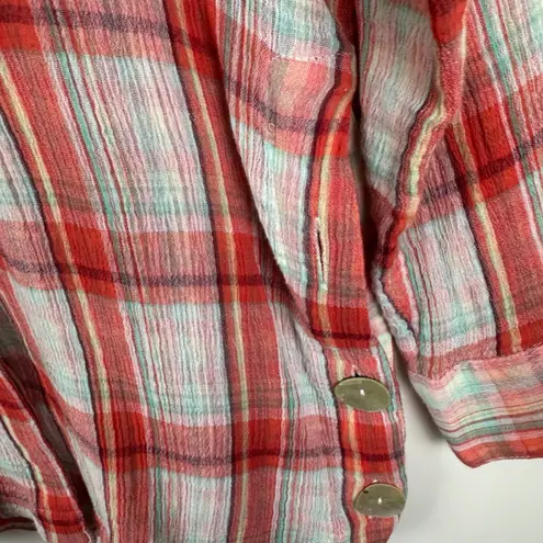 Soft Surroundings Plaid Button Down Shirt Small Boho Cottagecore Fall Western
