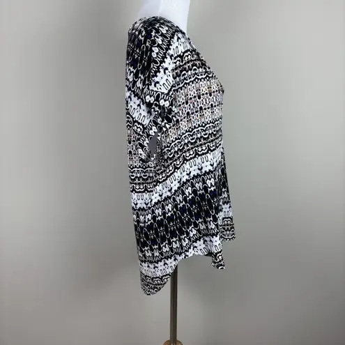 Velvet By Graham & Spencer Tunic Top Womens Medium Ikat Printed Relaxed Fit M
