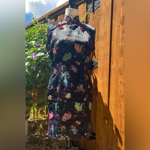 Vintage 90’s Solz Squirrel Cheongsam Qipao Dress Black Size 38 US Size S 4/5 EUC