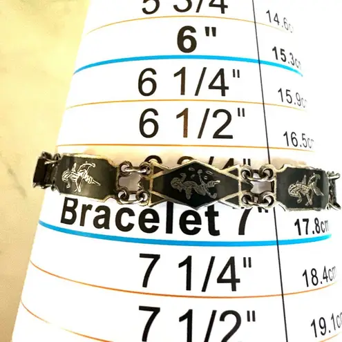 Vintage 1960s Siam Sterling Niello Bracelet Silver