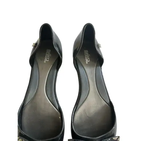 Melissa Black Silver Bow D’Orsay Flats Size US 7