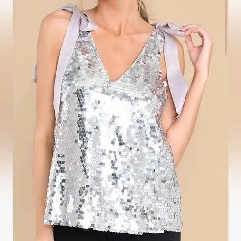 Aura Sequin Shoulder Tie Tank Top
