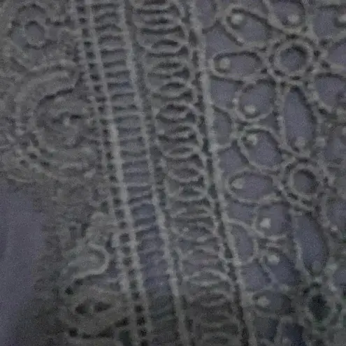 ROMANS WO SIZE 5X(38/40) NAVY TUNIC TOP WITH CROCHET ACCENT ON FRONT SOFT Blue