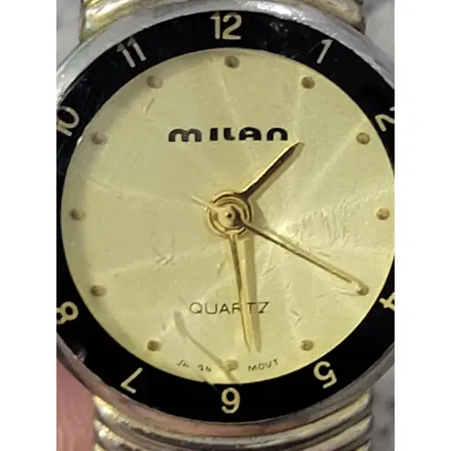 Womens Milan MLN129 PC21 Quartz Watch Gold Tone Black‎ Accent