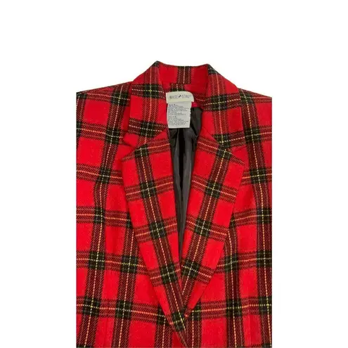 White Stag Christmas Red Plaid wool Blazer Size 6