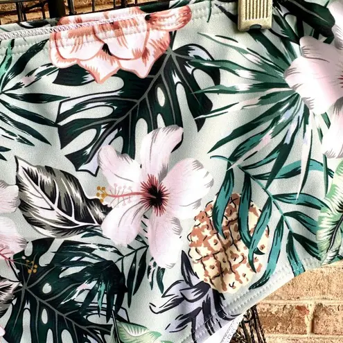 Bikini Bottoms 3XL New Full Coverage Wide High Leg Stretch Waist Floral … Green Size undefined