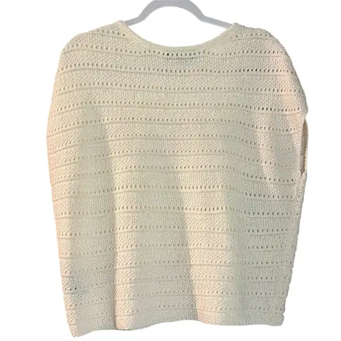 AGB Knitted Vest Ivory NWT SZ MED Oversized Open Weave Office Chic Boho Preppy