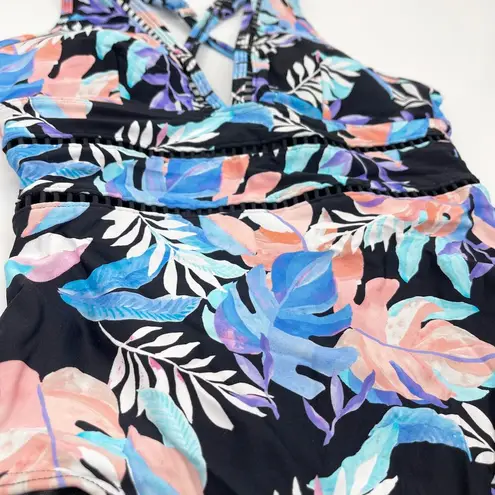 Sea Level Australia Botanica Spliced One Piece Floral Swimsuit Size US 4 NEW Black