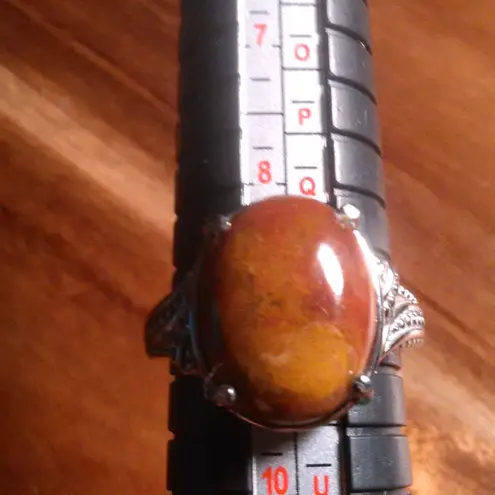 Aqua Nueva Moss Stainless Steel Solitaire Ring (Size 9)