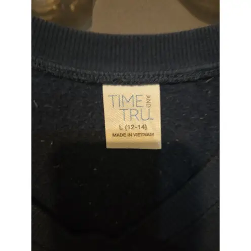 Time And Tru Blue Sweatshirt, Women's Large Pullover, Long Sleeve, Casual Comfy