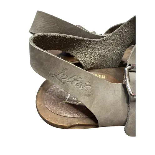 Lotta’s From Stockholm Highwood Clogs Taupe Nubuck Leather Wooden Heel Sandal 38 Gray Size 7.5
