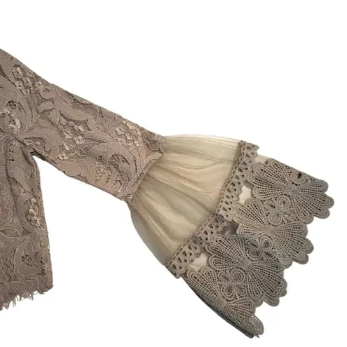 Mind Code Womens Coquette Lace Crop Top Size S Y2K Boho Victorian Bell Sleeve