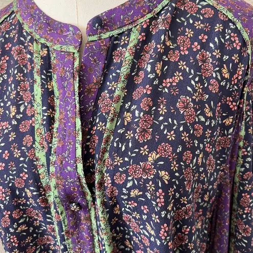 Veronica Beard Floral Crepe Mini Dress Purple Size 16 Flowy Boho Ruffles Tiered