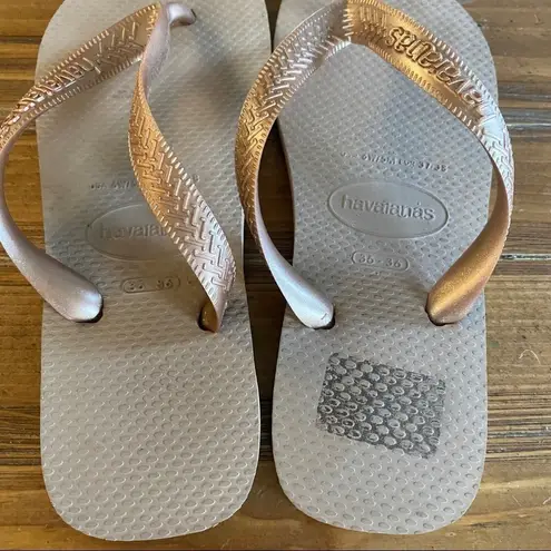 Havaianas  Tiras Rose Gold Flip Flop Sandals 6