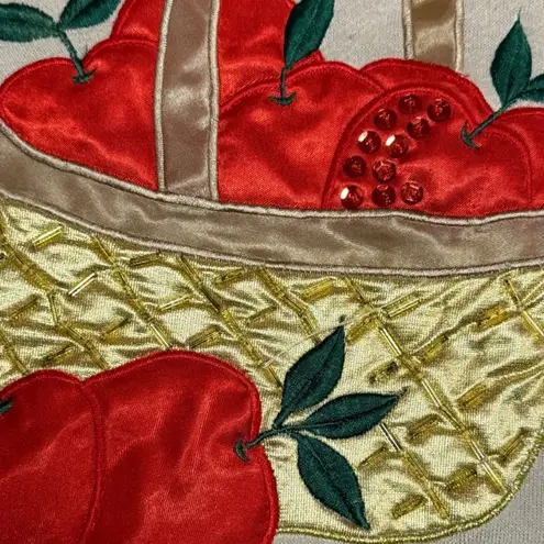 Vintage Fall Crewneck Sweatshirt Embroidered Beaded Pumpkins Women's Size XXL Tan