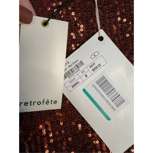 Retrofête Retrofete NWT Flynn Ruched Sequin Tulle Mini Dress in Copper Size M