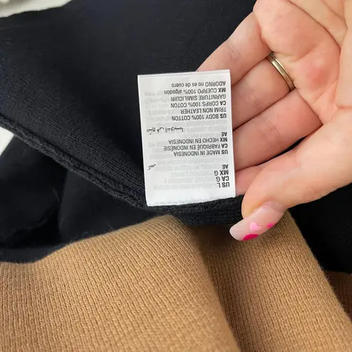 Charter Club Camel Brown Black Colorblock Thick Knit Open Drape Cardigan NEW