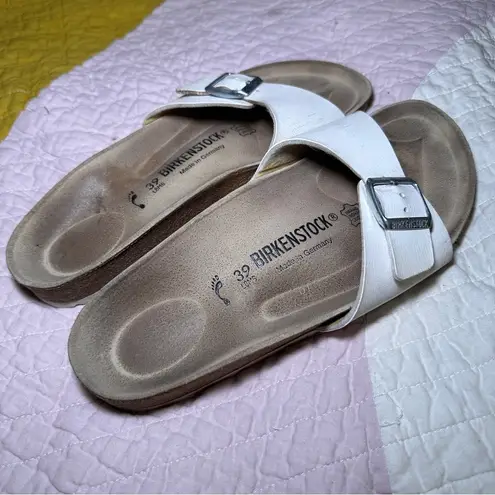 Birkenstock  White‎ Madrid Slide Sandals with Buckle Sz 39