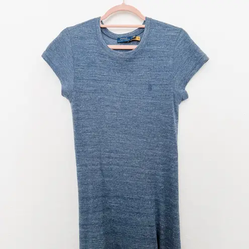 Ralph Lauren Maxi Dress Size M Blue Waffle Knit Minimalist Preppy Old Money Luxe Size M