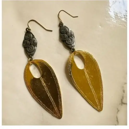 Devin Leigh 18k Gold Plated Hammered and Gun Metal Earrings