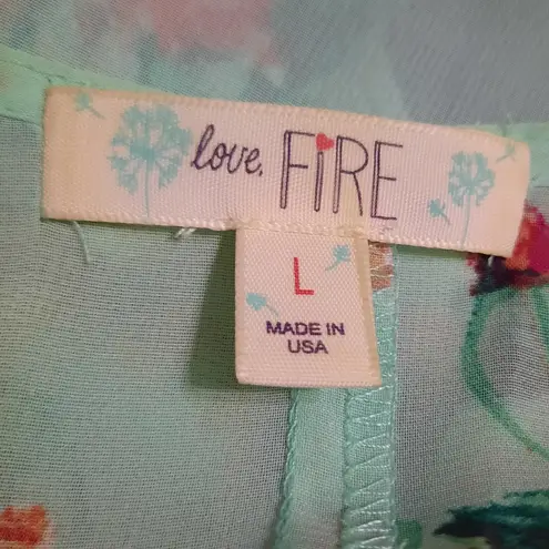 Love Fire Open Front Cardigan Size Large Green