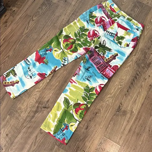 St. John Sz 4 Tropical Floral Pattern ankle pants