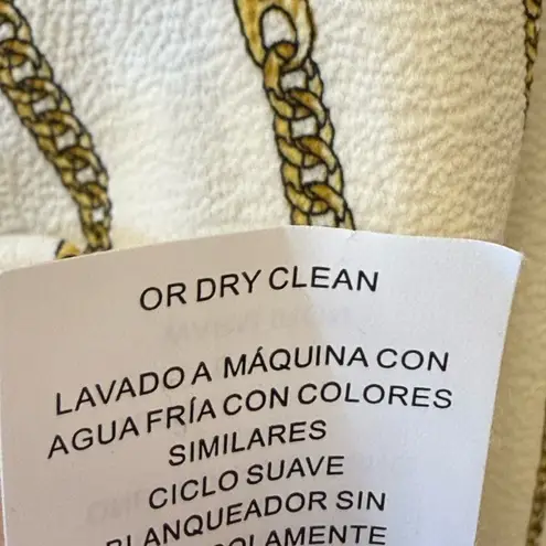 MICHAEL Michael Kors Logo Gold Chain Blouse Cuff With Tie Women’s Size Medium