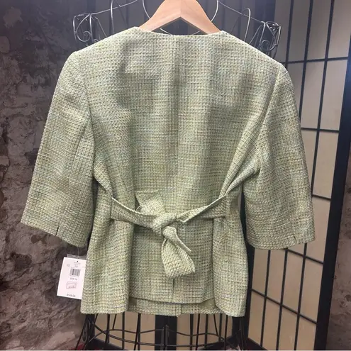 Deadstock VNT id/entity 'Garden' Metallic Fleck Greens Tweed Belted Blazer: 10 Green