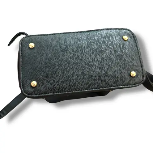 Faux Leather Backpack Black Small Size Adjustable Straps Zip Pocket Casual