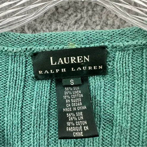 Vintage Lauren Ralph Lauren Silk Linen Knit Sweater Ribbed Preppy Y2K Women' S Green