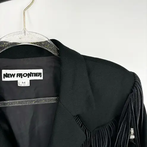 New Frontier Fringe Western Black Jacket Blazer Size Medium Wool