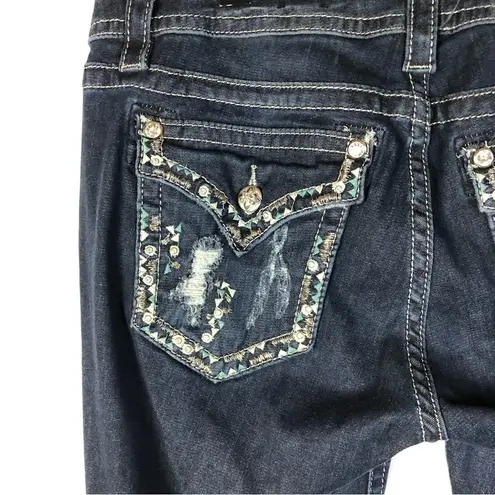 Miss Me  Mid Rise Easy Skinny Dark Wash Embellished Skinny Jeans 33