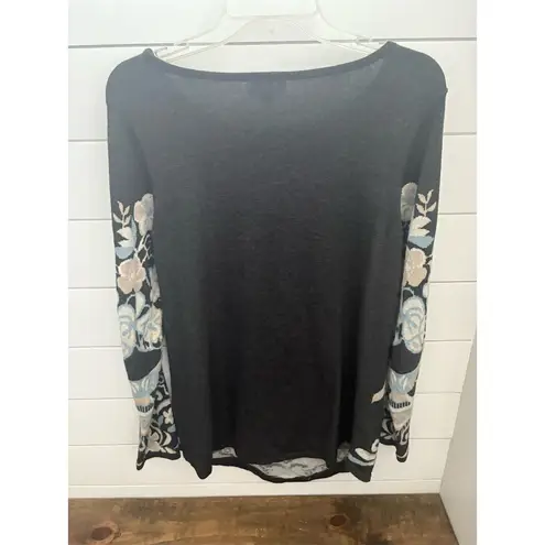 Charter Club Women's M Black Floral Pullover Sweater Long Sleeve Casual