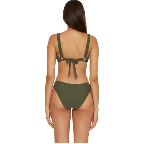 BECCA by Rebecca virtue BECCA Rebecca Virtue Harley Rib Green Strappy Scoop Bikini Top M