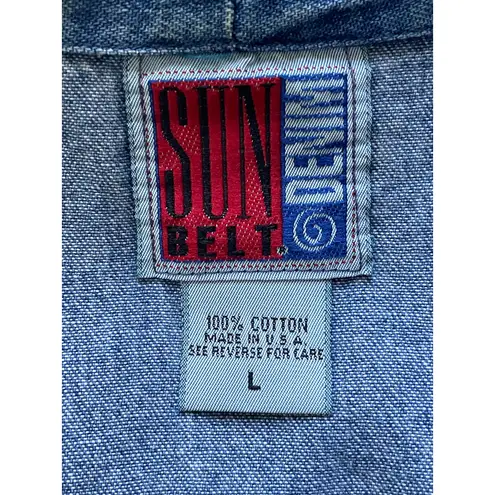 Sunbelt Denim Vintage Vest One Button Shawl Collar Size Large Blue