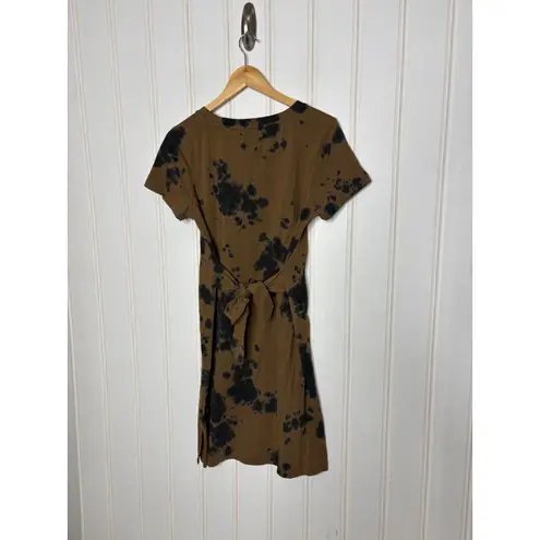 Pact Tie Front T Shirt Dress Brown Black Tie Dye Organic Cotton Midi M Size M