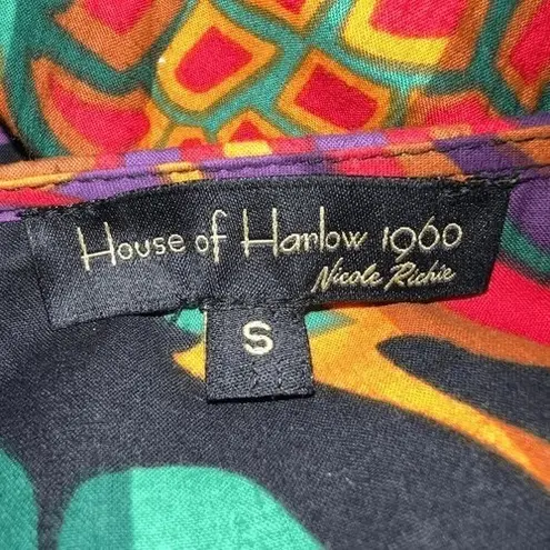 HOUSE OF HARLOW 1960 Meadow Pink Colorful Bohemian Top EUC Size Small