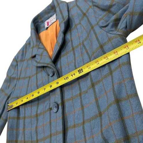 Vintage Vogue Paris Original Retro Plaid Women's Relaxed Suit Jacket Career M/L Blue Size M