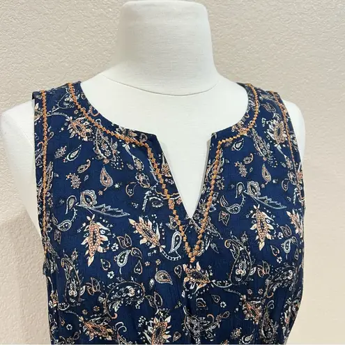 Market & Spruce Navy Floral Dress with Orange Embroidery Size Medium