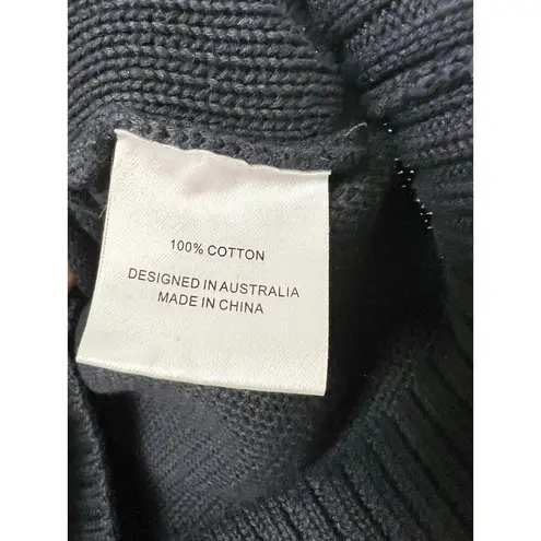 Bec & Bridge 100% Cotton Lace-Up Knit Pullover Sweater navy blueWomens Size US 4