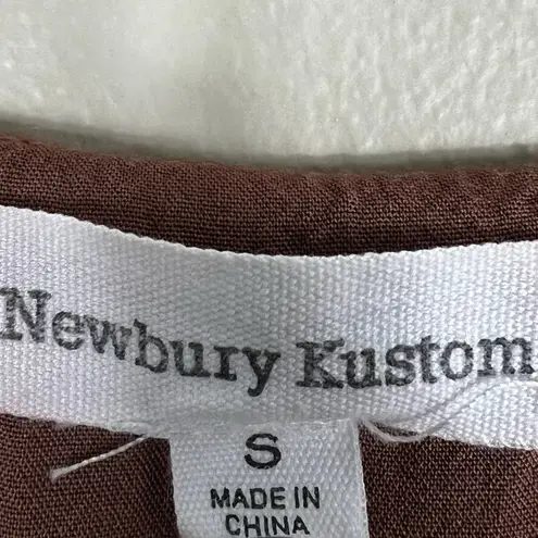 Newbury Kustom Mini Dress Womens S Brown Seersucker Tiered Cottagecore Earthy