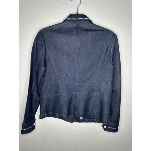 Christine Alexander Jacket Womens Small Blue Rhinestone Crystal Buttons Denim