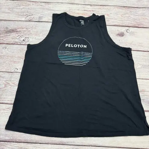 Peloton Graphic Muscle Tank in Black Cotton Size 1X