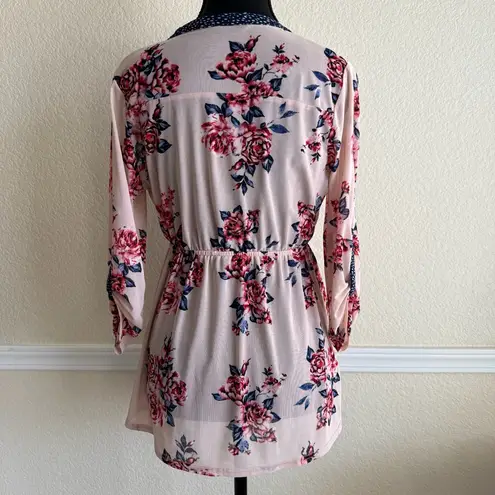 Siren Lily Pink Blue Flowy Blouse Women’s Small Romantic Feminine Everyday Top