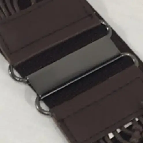 Woven & Beaded Stretch Belt, Dark Brown