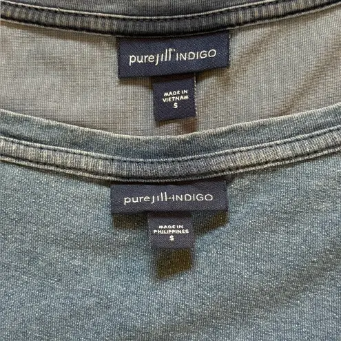 J Jill Pure Jill Indigo Tee Shirt Bundle Of 2 Tops Womens Size Small Blue
