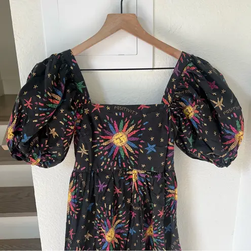 Farm Rio Rainbow Suns Maxi Dress with Pockets in Black