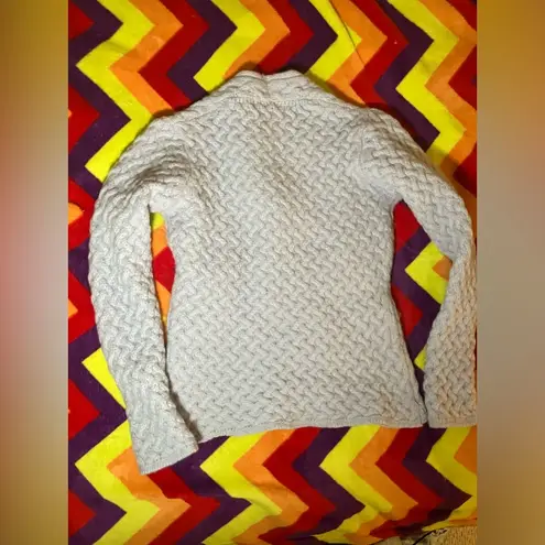 Aran sweater market 100% merino wool sweater v neck knit Blue Size M